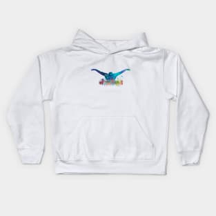 Swimmer in watercolor Kids Hoodie